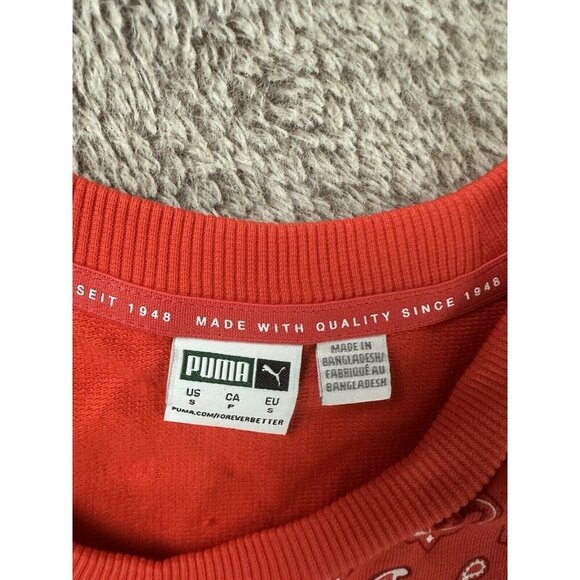 Puma off beat paisley cropped sweatshirt Drawstring Size Small Poppy red - Picture 3 of 10